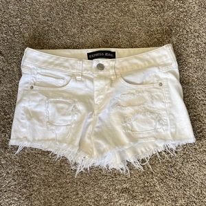 White, low rise jean shorts from Express